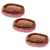Kuber Industries Dog & Cat Bed|Soft Plush Top Pet Bed|Oxford Cloth Polyester Filling|Medium Washable Dog Bed|Circular Cat Bed with Rise-Edge Pillow|QY039PC-M|Pink & Coffee(Pack of 3)
